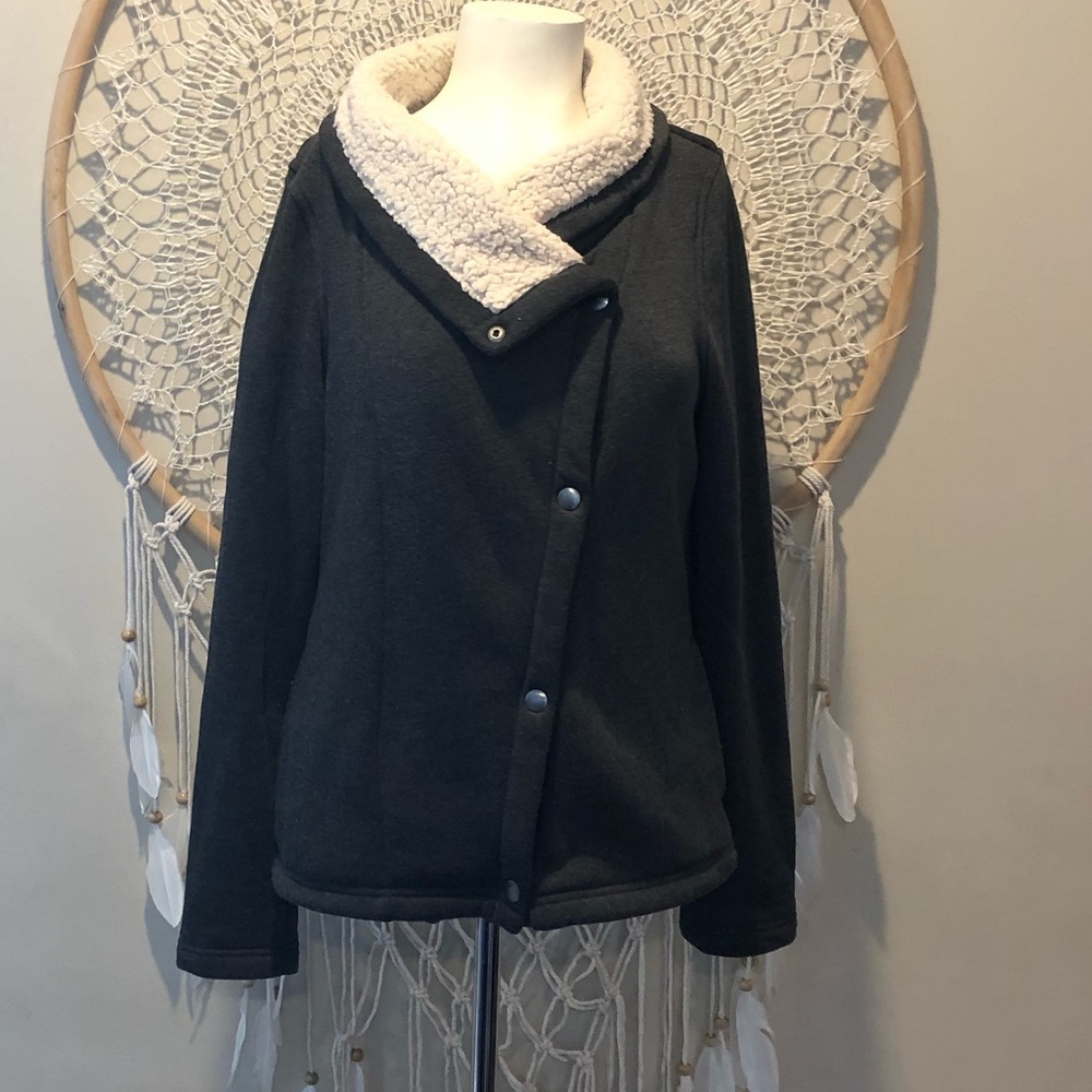 Columbia asymmetrical closure shearling jacket